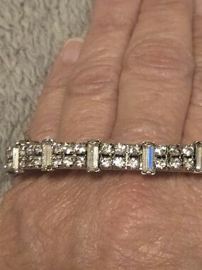 Elegant Silver Crystal Tennis Bracelet in White